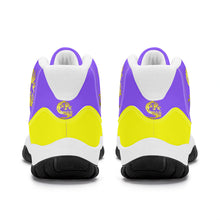 Load image into Gallery viewer, SWAN Yellow Dragon Logo, Purple, Yellow High Top Air Retro Sneakers - White