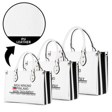 Load image into Gallery viewer, Ancestors Filipino, Black Logo ,Flag & White and Black Stripes Multiple Sizes Upgraded Luxury Women PU Leather Handbag