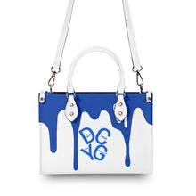 Load image into Gallery viewer, DRIP Blue Logo & White Multiple Sizes Upgraded Luxury Women PU Leather Handbag