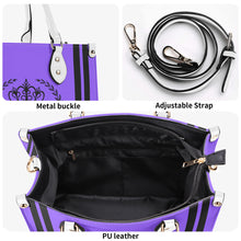 Load image into Gallery viewer, Royalty 24 Black Logo ,Stripes & Purple Multiple Sizes Upgraded Luxury Women PU Leather Handbag