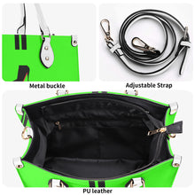 Load image into Gallery viewer, DCYG Black Red Bottoms & Neon Green Multiple Sizes Upgraded Luxury Women PU Leather Handbag