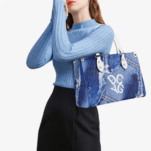 Load image into Gallery viewer, DRIP LO White Logo & Denim Multiple Sizes Upgraded Luxury Women PU Leather Handbag