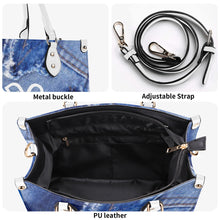 Load image into Gallery viewer, DRIP LO White Logo & Denim Multiple Sizes Upgraded Luxury Women PU Leather Handbag