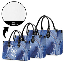 Load image into Gallery viewer, DRIP LO White Logo & Denim Multiple Sizes Upgraded Luxury Women PU Leather Handbag