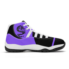 Load image into Gallery viewer, SWAN Black, White Logo, Purple ,Black High Top Air Retro Sneakers - White