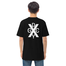 Load image into Gallery viewer, DCYG X White logo & Black Men’s premium heavyweight tee