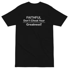 Load image into Gallery viewer, DCYG Faithful White logo & Black Men’s premium heavyweight tee
