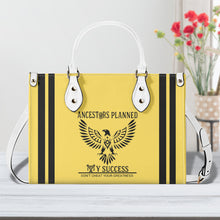 Load image into Gallery viewer, Ancestors Native, Black Logo , Stripes & Yellow Multiple Sizes Upgraded Luxury Women PU Leather Handbag