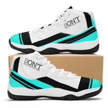 Load image into Gallery viewer, DONT D4X Black Logo ,Teal,Black Stripes & White High Top Air Retro Sneakers - White