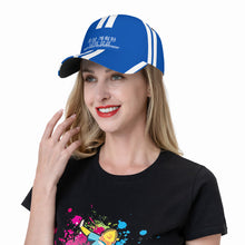 Load image into Gallery viewer, Ancestors Korean White Logo & Blue and White Strips Curved Brim Baseball Cap (AOP)