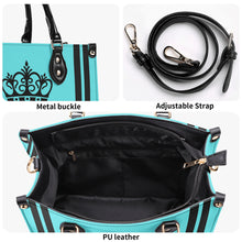 Load image into Gallery viewer, Royalty DON'T D4XV Black logo, Stripes & Turquoise Multiple Sizes Upgraded Luxury Women PU Leather Handbag