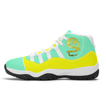 Load image into Gallery viewer, SWAN Dragon Yellow Logo & Mint Green , Yellow High Top Air Retro Sneakers - White