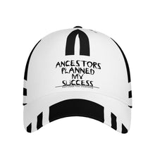 Load image into Gallery viewer, Ancestors Black, Black Logo, White ,Black Stripes & White Curved Brim Baseball Cap (AOP)