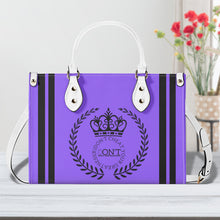 Load image into Gallery viewer, Royalty 24 Black Logo ,Stripes & Purple Multiple Sizes Upgraded Luxury Women PU Leather Handbag