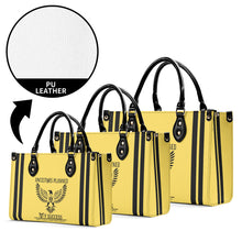 Load image into Gallery viewer, Ancestors Native, Black Logo , Stripes & Yellow Multiple Sizes Upgraded Luxury Women PU Leather Handbag