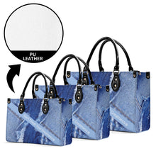 Load image into Gallery viewer, 45 Dgr White Logo & Denim Multiple Sizes Upgraded Luxury Women PU Leather Handbag