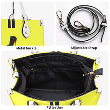 Load image into Gallery viewer, DCYG Black Red Bottoms & Neon Yellow Multiple Sizes Upgraded Luxury Women PU Leather Handbag
