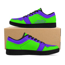 Load image into Gallery viewer, DCYG G4's Purple & Green Black Sole Low-Top Leather Sneakers