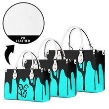 Load image into Gallery viewer, DRIP LO Black Logo & Turquoise Multiple Sizes Upgraded Luxury Women PU Leather Handbag