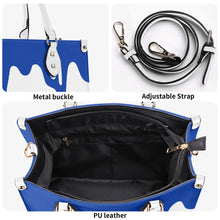 Load image into Gallery viewer, Ancestors Black, Blue Logo & Blue and White Drips Multiple Sizes Upgraded Luxury Women PU Leather Handbag