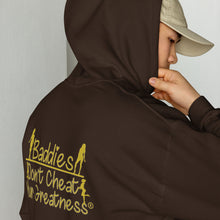 Load image into Gallery viewer, DCYG Baddies Gold Logo & Brown Hoodie
