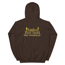 Load image into Gallery viewer, DCYG Baddies Gold Logo & Brown Hoodie