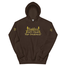 Load image into Gallery viewer, DCYG Baddies Gold Logo & Brown Hoodie
