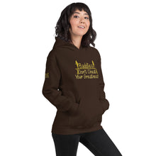 Load image into Gallery viewer, DCYG Baddies Gold Logo & Brown Hoodie