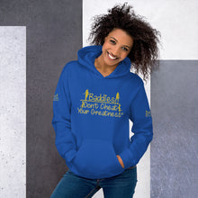 Load image into Gallery viewer, DCYG Baddies Gold Logo & Royal Blue Hoodie
