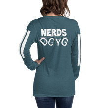 Load image into Gallery viewer, DCYG NERDS White Logo Unisex Long Sleeve Tee