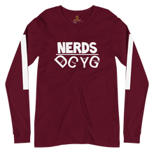 Load image into Gallery viewer, DCYG NERDS White Logo Unisex Long Sleeve Tee