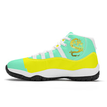 Load image into Gallery viewer, SWAN Dragon Yellow Logo & Mint Green , Yellow High Top Air Retro Sneakers - White