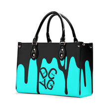 Load image into Gallery viewer, DRIP LO Black Logo & Turquoise Multiple Sizes Upgraded Luxury Women PU Leather Handbag