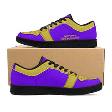 Load image into Gallery viewer, DCYG 4G's Purple & Gold, Black Sole Low-Top Leather Sneakers