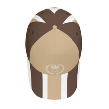 Load image into Gallery viewer, Royalty 24 White Logo, Tan Stripes & White Curved Brim Baseball Cap (AOP)