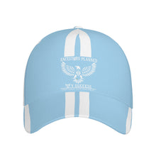 Load image into Gallery viewer, Ancestors Native, White Logo ,Stripes & Light Blue Curved Brim Baseball Cap (AOP)