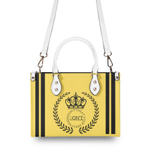 Load image into Gallery viewer, Royalty 24 Black Logo ,Stripe & Yellow Multiple Sizes Upgraded Luxury Women PU Leather Handbag