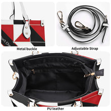 Load image into Gallery viewer, 45 Dgr White Logo & Red, White & Black Multiple Sizes Upgraded Luxury Women PU Leather Handbag