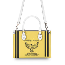 Load image into Gallery viewer, Ancestors Native, Black Logo , Stripes & Yellow Multiple Sizes Upgraded Luxury Women PU Leather Handbag