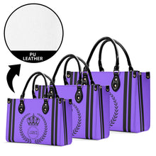 Load image into Gallery viewer, Royalty 24 Black Logo ,Stripes & Purple Multiple Sizes Upgraded Luxury Women PU Leather Handbag
