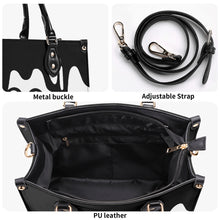 Load image into Gallery viewer, DRIP LO Black Logo & White Multiple Sizes Upgraded Luxury Women PU Leather Handbag