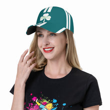 Load image into Gallery viewer, Ancestors Irish , White Logo ,White Stripes & Green Curved Brim Baseball Cap (AOP)