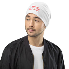 Load image into Gallery viewer, All-Over Print Beanie Shinaide kudasai Chīto Kimi No Idai