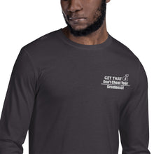 Load image into Gallery viewer, Don't Cheat Your Greatness, Get That Bag, Embroidered Sleeve Fitted Crew