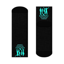 Load image into Gallery viewer, DCYG Turquois Black People  &amp; Black Crew Socks
