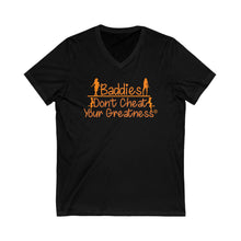 Load image into Gallery viewer, DCYG 24SX Baddies Orange  logo Unisex Jersey Short Sleeve V-Neck Tee
