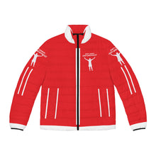 Load image into Gallery viewer, DCYG White logo &amp; Red Puffer Jacket (AOP)
