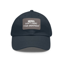 Load image into Gallery viewer, DCYG NERDS White Logo Dad Hat with Black Leather Patch
