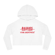Load image into Gallery viewer, DCYG FX Baddies Red Logo Women’s Cropped Hooded Sweatshirt
