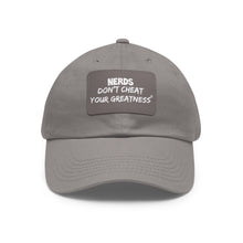 Load image into Gallery viewer, DCYG NERDS White Logo Dad Hat with Black Leather Patch
